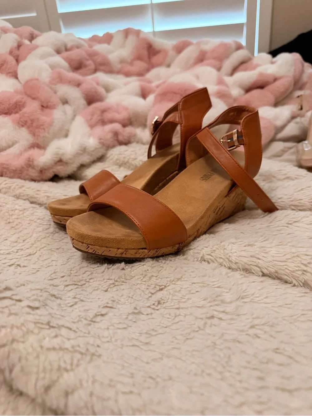 Dream Pairs Tan Wedge Sandal with Cork Platform